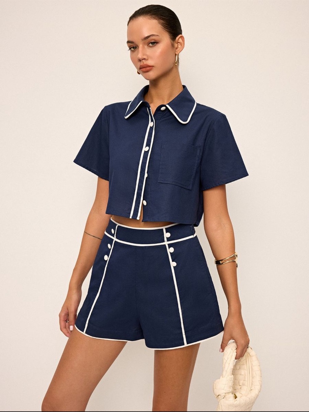 Commense Navy Shorts with White Piping